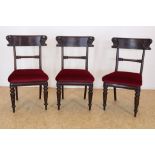 Serie van 3 mahonie Victoriaanse stoelen