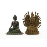 Lot van 2 bronzen Boeddha's