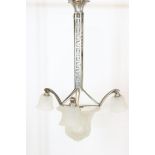 Vernikkeld bronzen Art Deco hanglamp