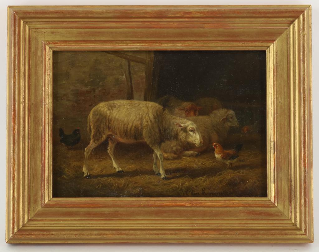 Cornelis van Leemputten, schapen in stal - Image 4 of 4