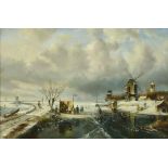 Kampen, W. van, winterlandschap, doek