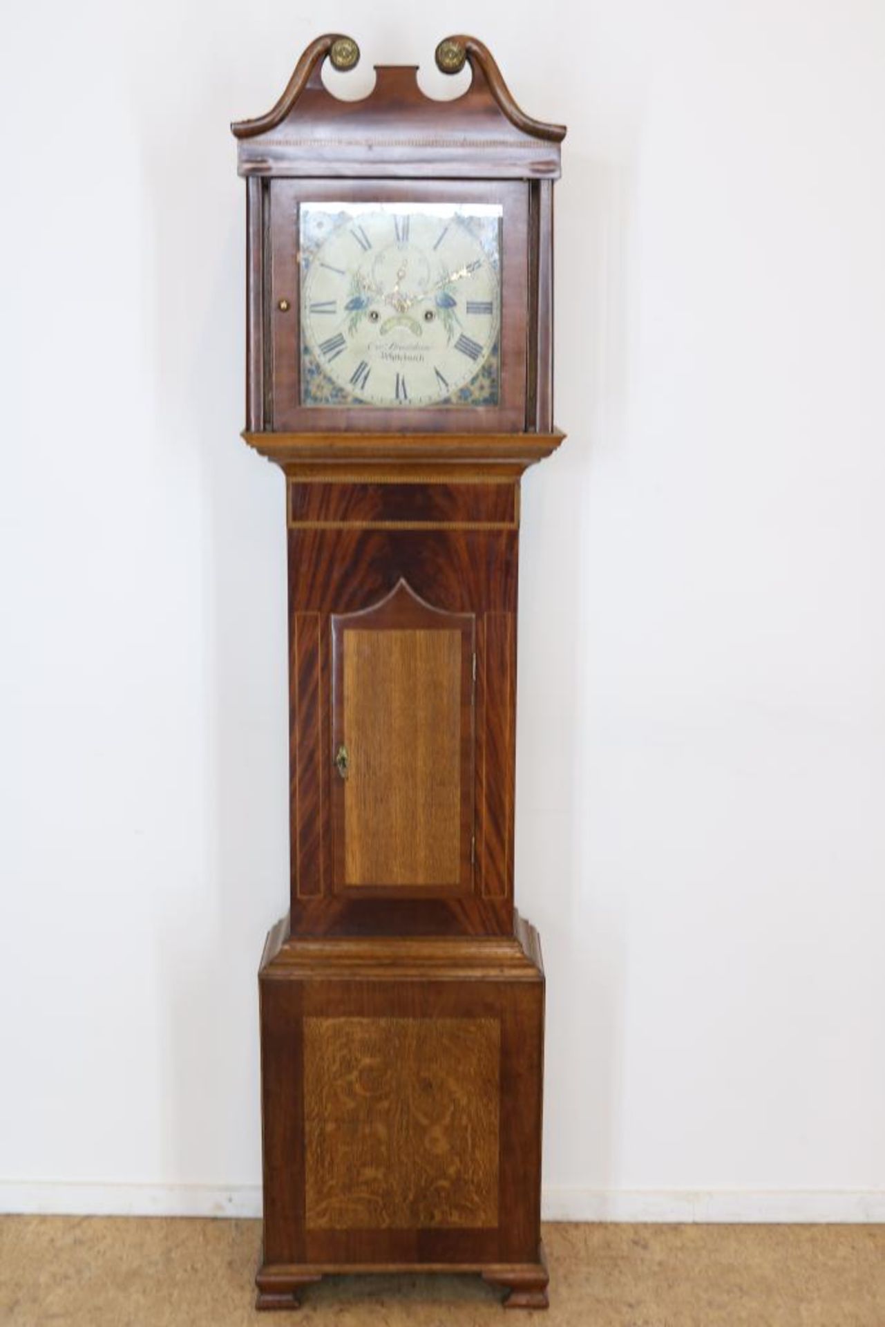 Staand horloge in eiken met mahonie kast