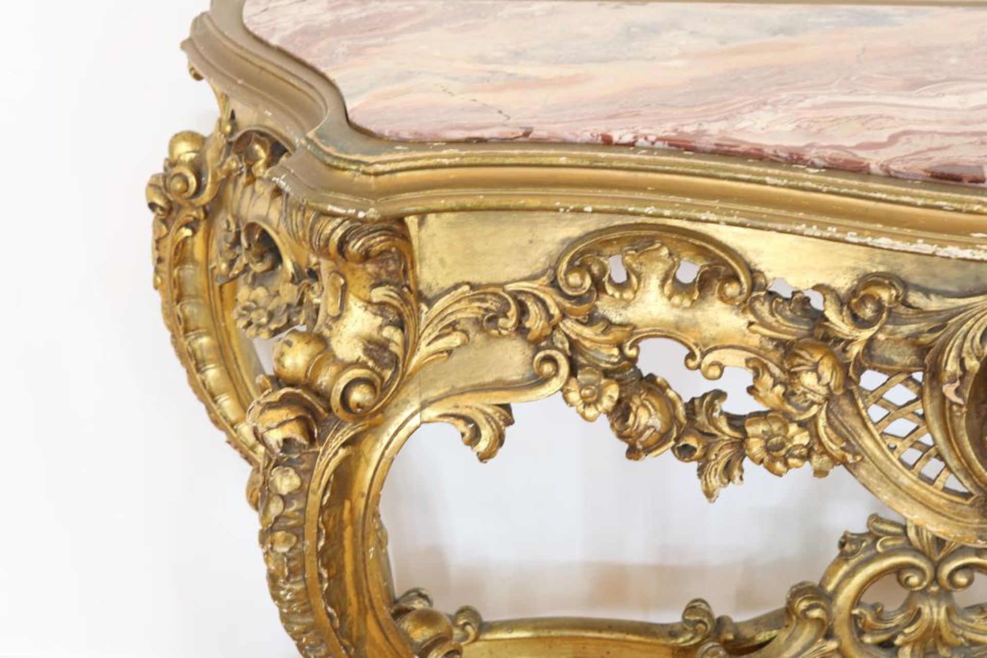 Verguld Louis XV-stijl console tafel - Image 5 of 6