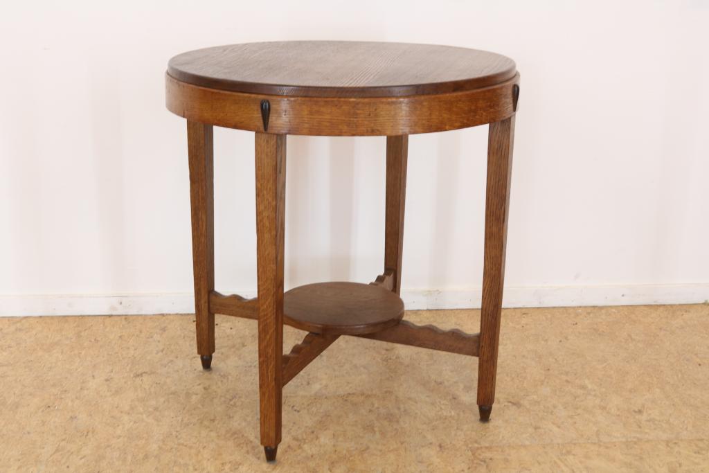 Eiken Art Deco ronde etagere tafel