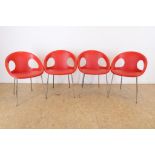 Serie van 4 rode stoelen, Drop Italy