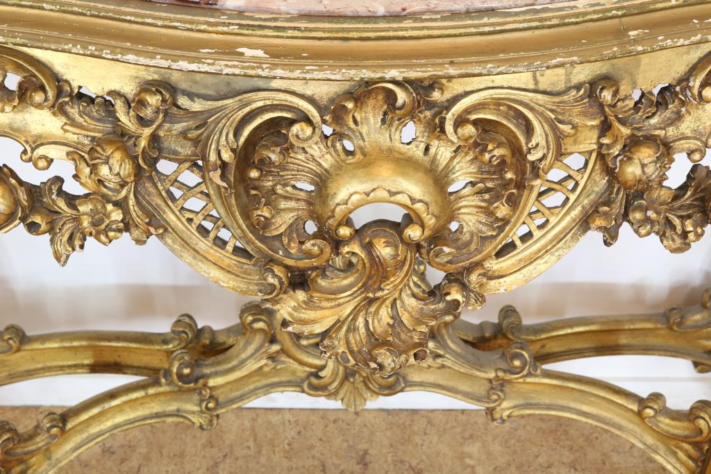 Verguld Louis XV-stijl console tafel - Image 3 of 6