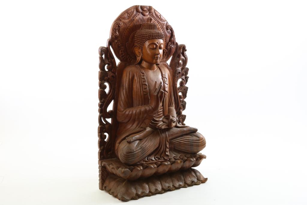 Teakhouten zittende Boeddha - Image 5 of 5