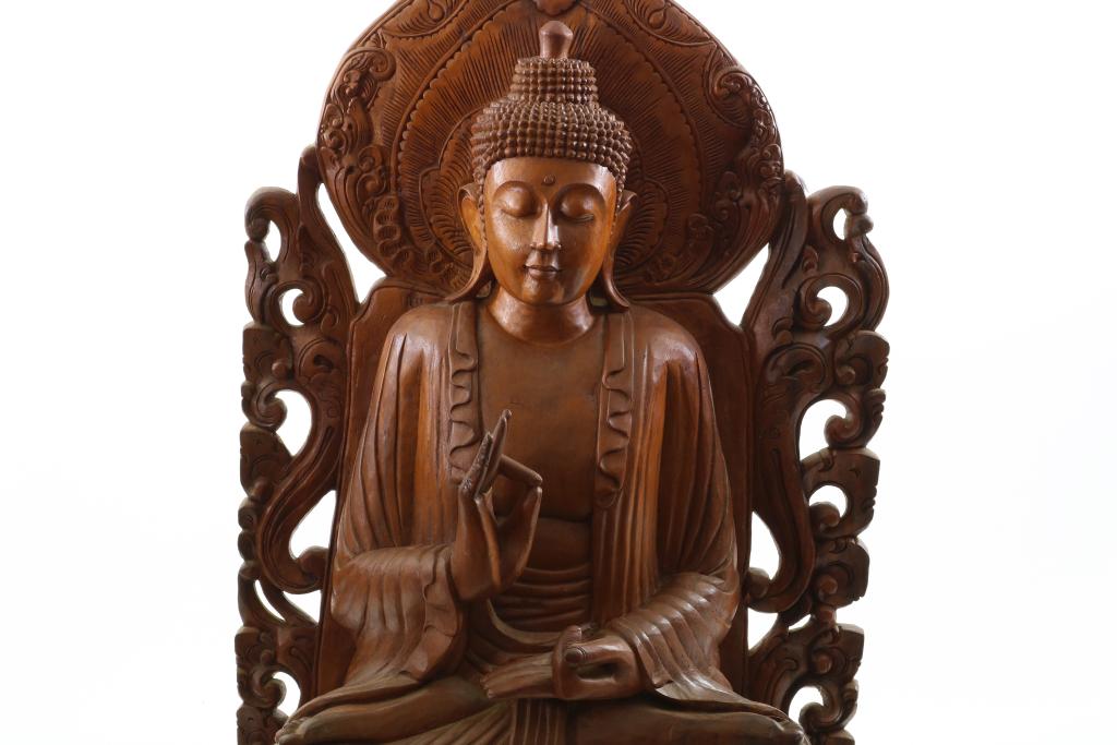 Teakhouten zittende Boeddha - Image 3 of 5