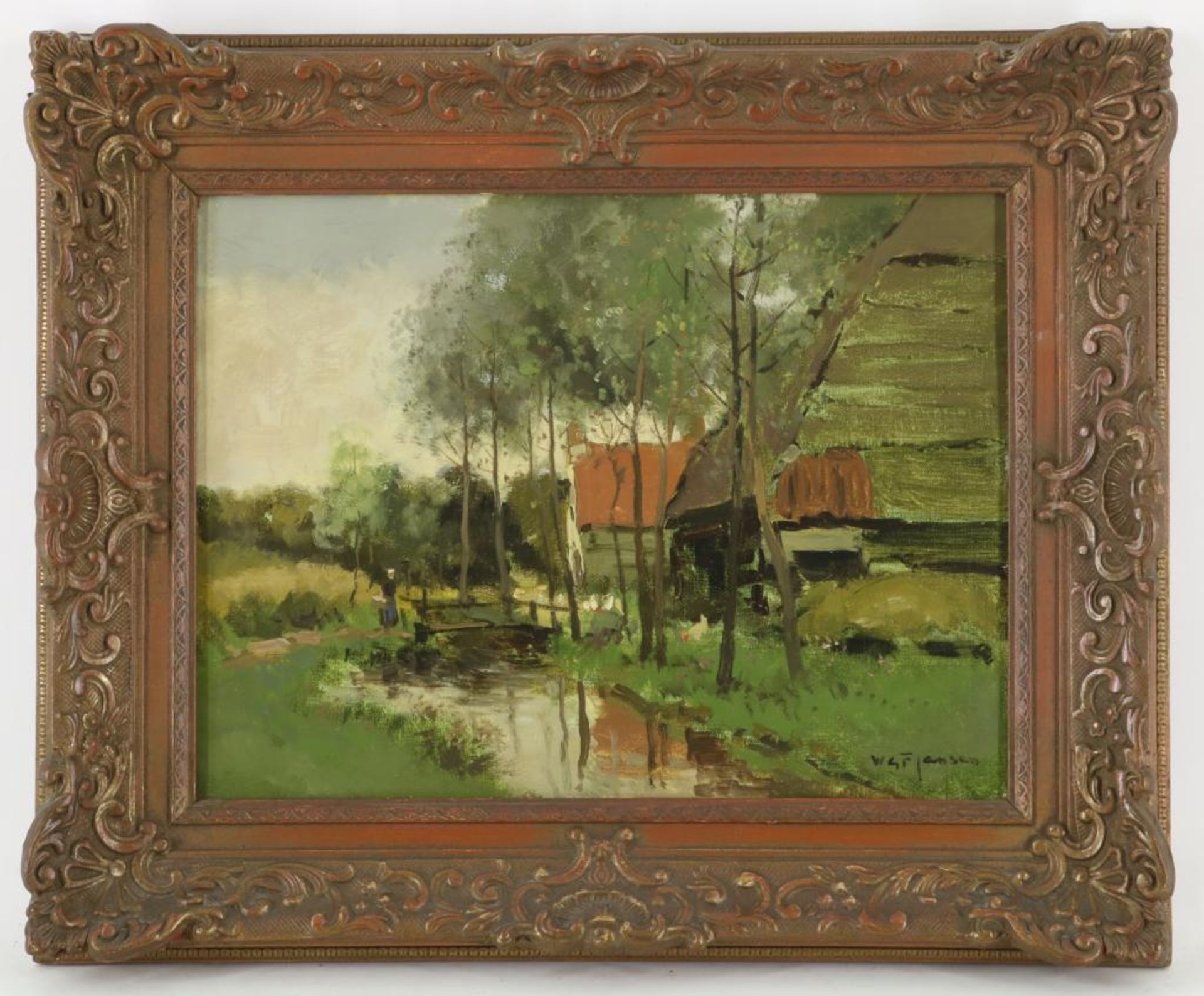 Jansen, W.G.F., boerderij, doek - Image 3 of 4