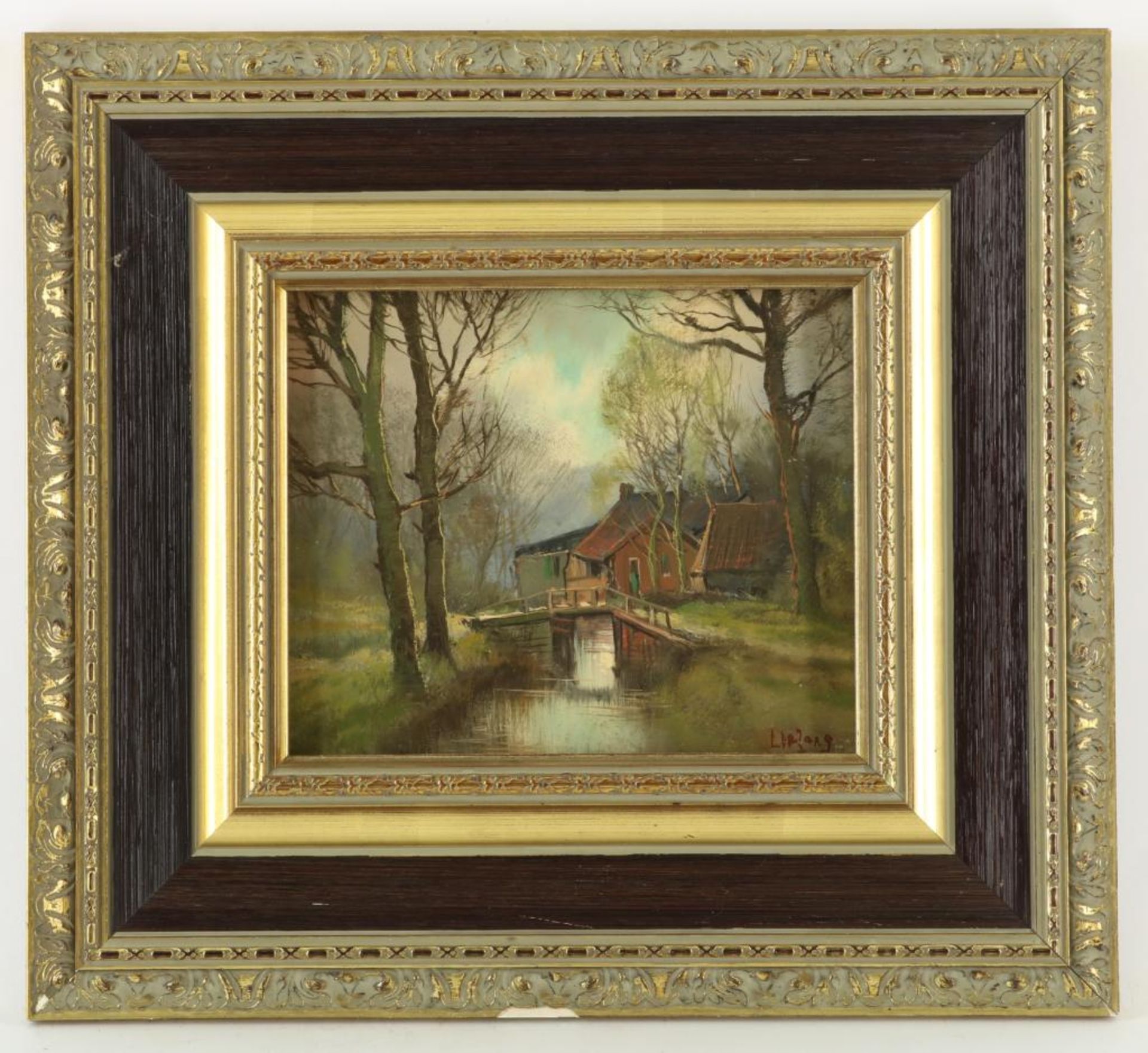 Jong, L. de, huisje in bos, paneel - Bild 2 aus 4