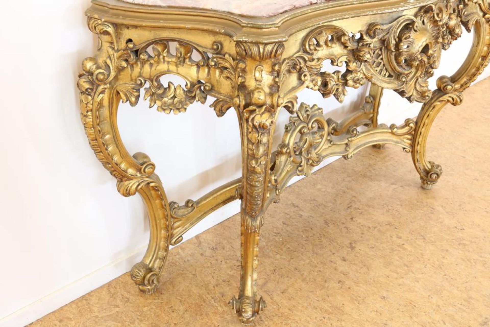 Verguld Louis XV-stijl console tafel - Image 6 of 6