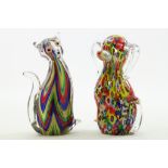 2 dikwandig gekleurde glazen sculptures