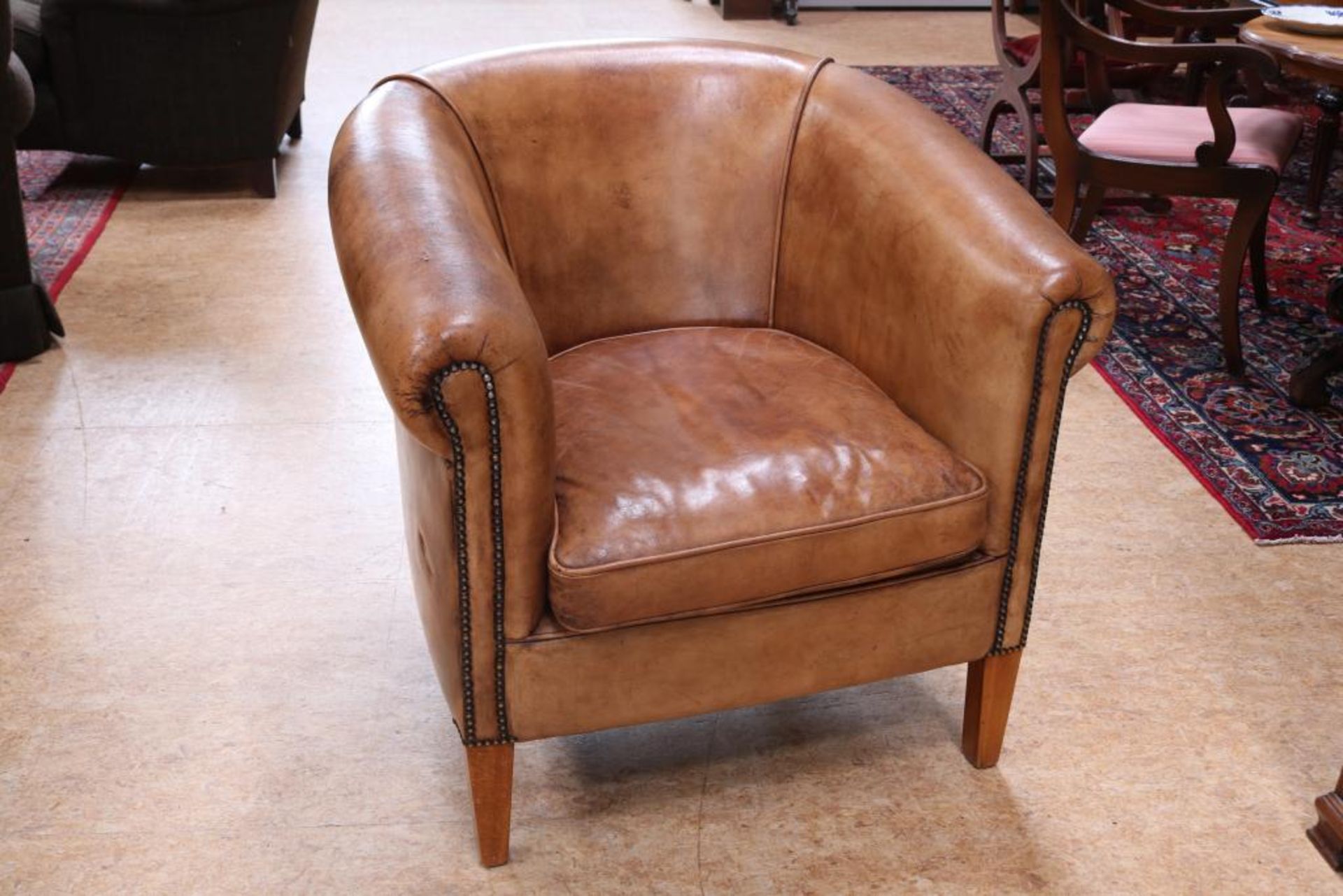 Bruin leren clubfauteuil