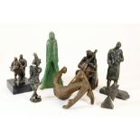 7 diverse bronzen beelden groepjes