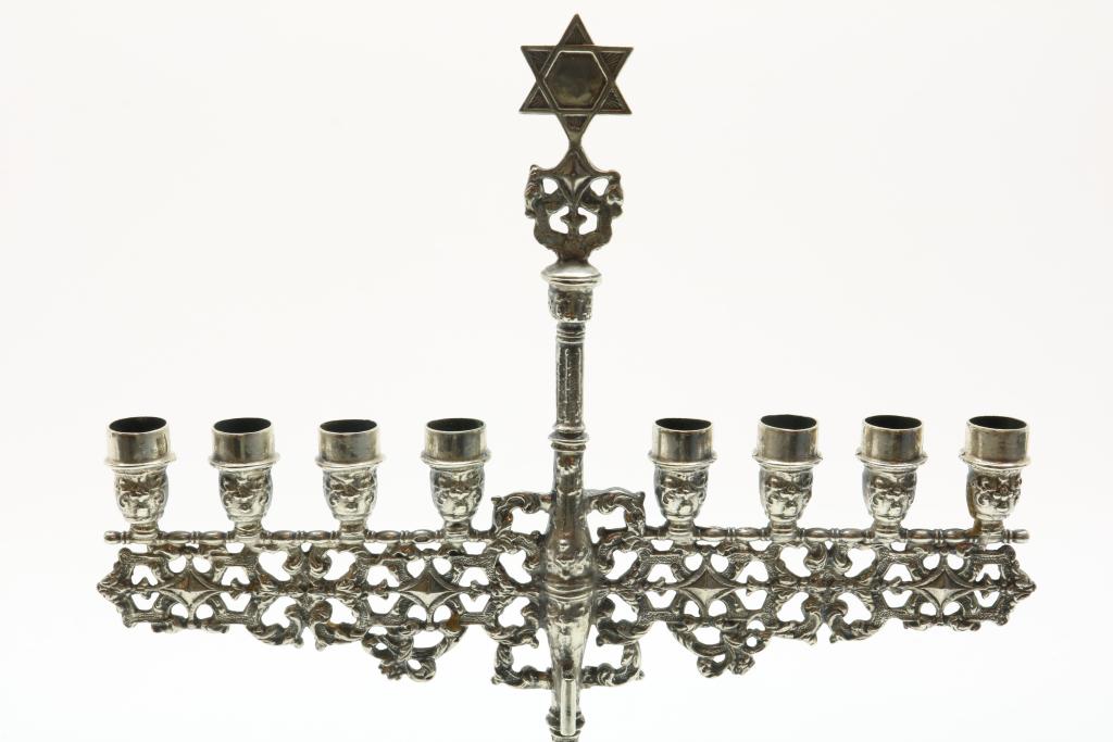 Zilveren Joodse menora kandelaar - Image 2 of 4