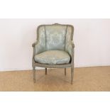 Grey wash Gustavian damesfauteuil