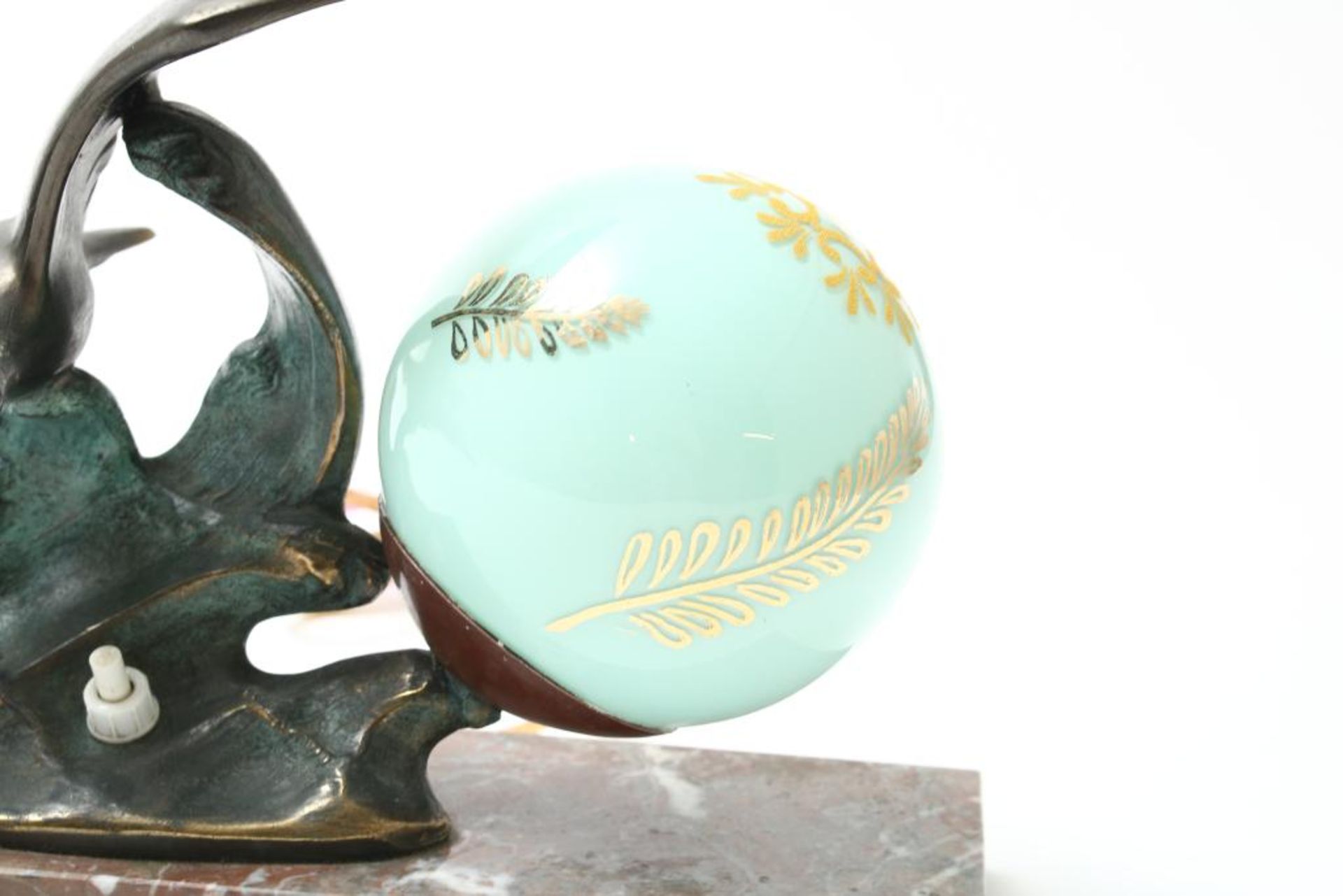 Art Deco tafellamp met vogel - Image 3 of 4