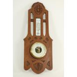 Mahonie Art Deco baro- en thermometer