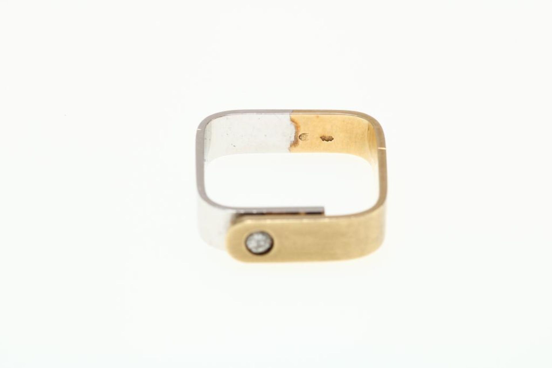Bicolor gouden gemateerde ring - Image 2 of 3