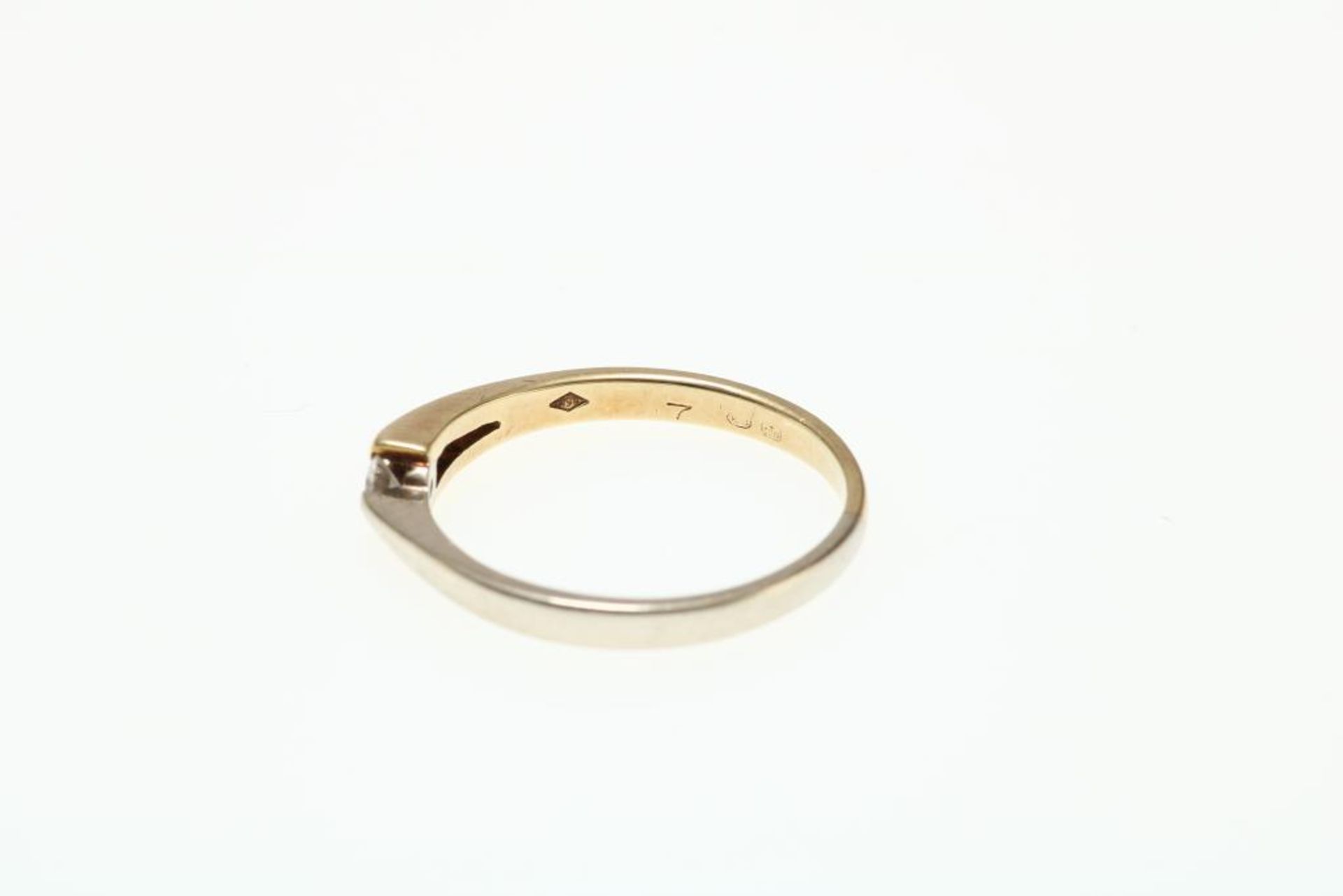 Bicolor gouden ring bezet met diamant - Image 2 of 2