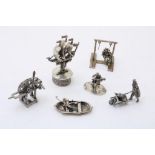 Lot met 6 zilveren miniaturen