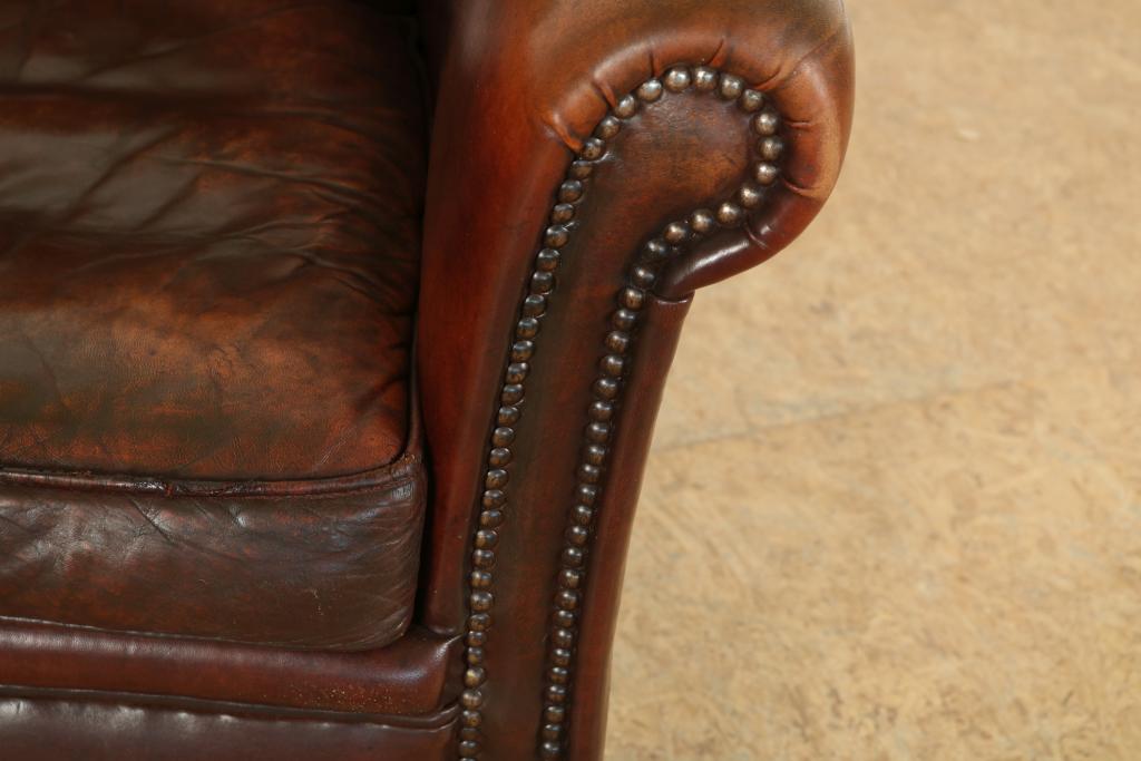 Bruin leren clubfauteuil - Image 3 of 5