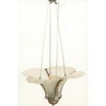 Vernikkelde 4 lichts Art Deco hanglamp