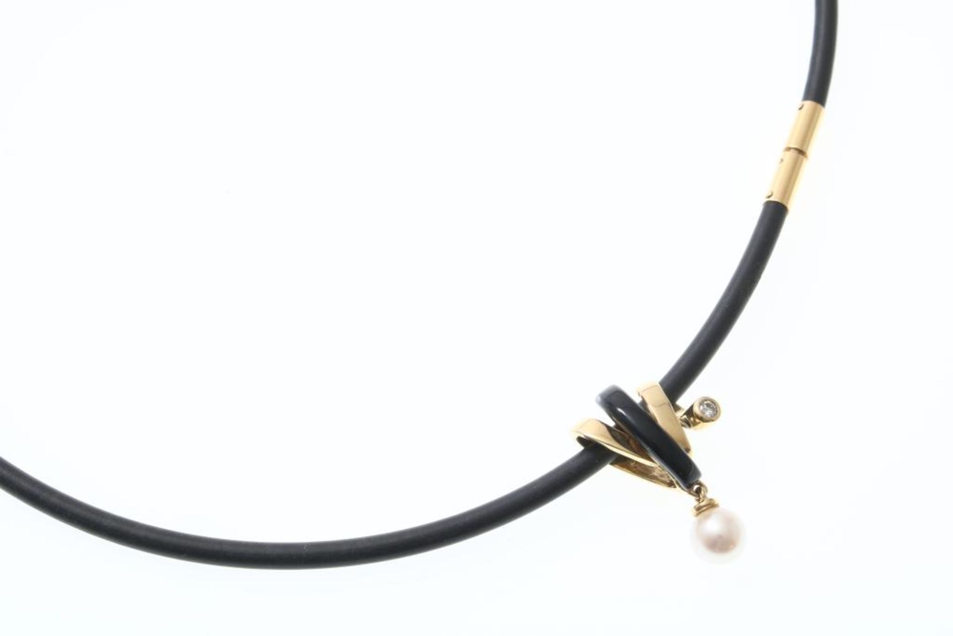 Rubber collier met gouden designhanger - Image 2 of 2