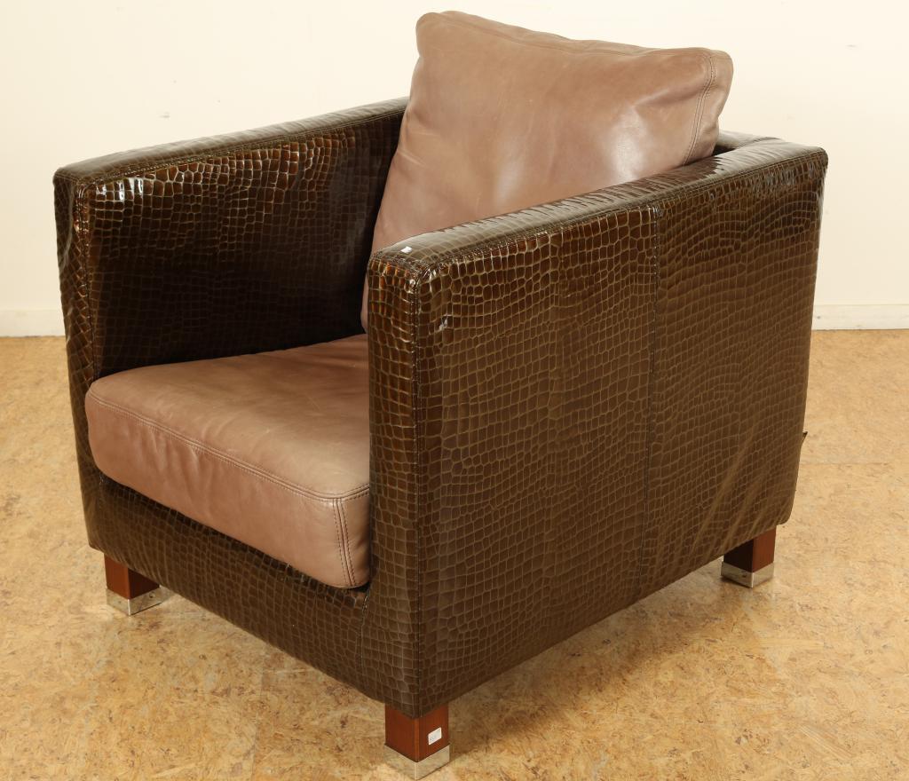 Design lounge chair met croco zitting