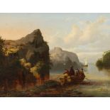 Berglandschap met boten J. van VELSEN