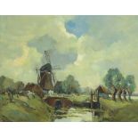 Onbekend, molen in landschap, doek