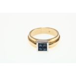 Bicolor gouden ring met saffier 6.6gr.