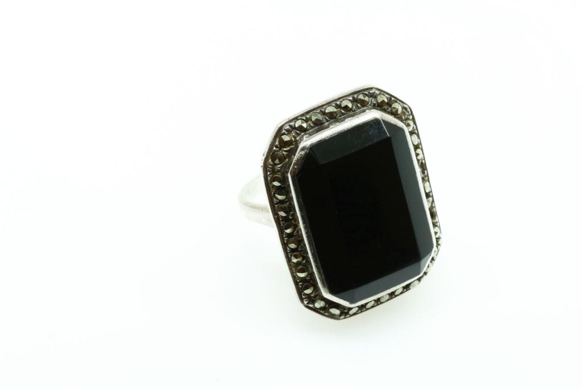 Art Deco collier zilver onyx en ring - Bild 2 aus 3