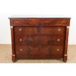 MAhonie Empire commode onder marmer