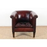 Rood/bruin schapenleren clubfauteuil