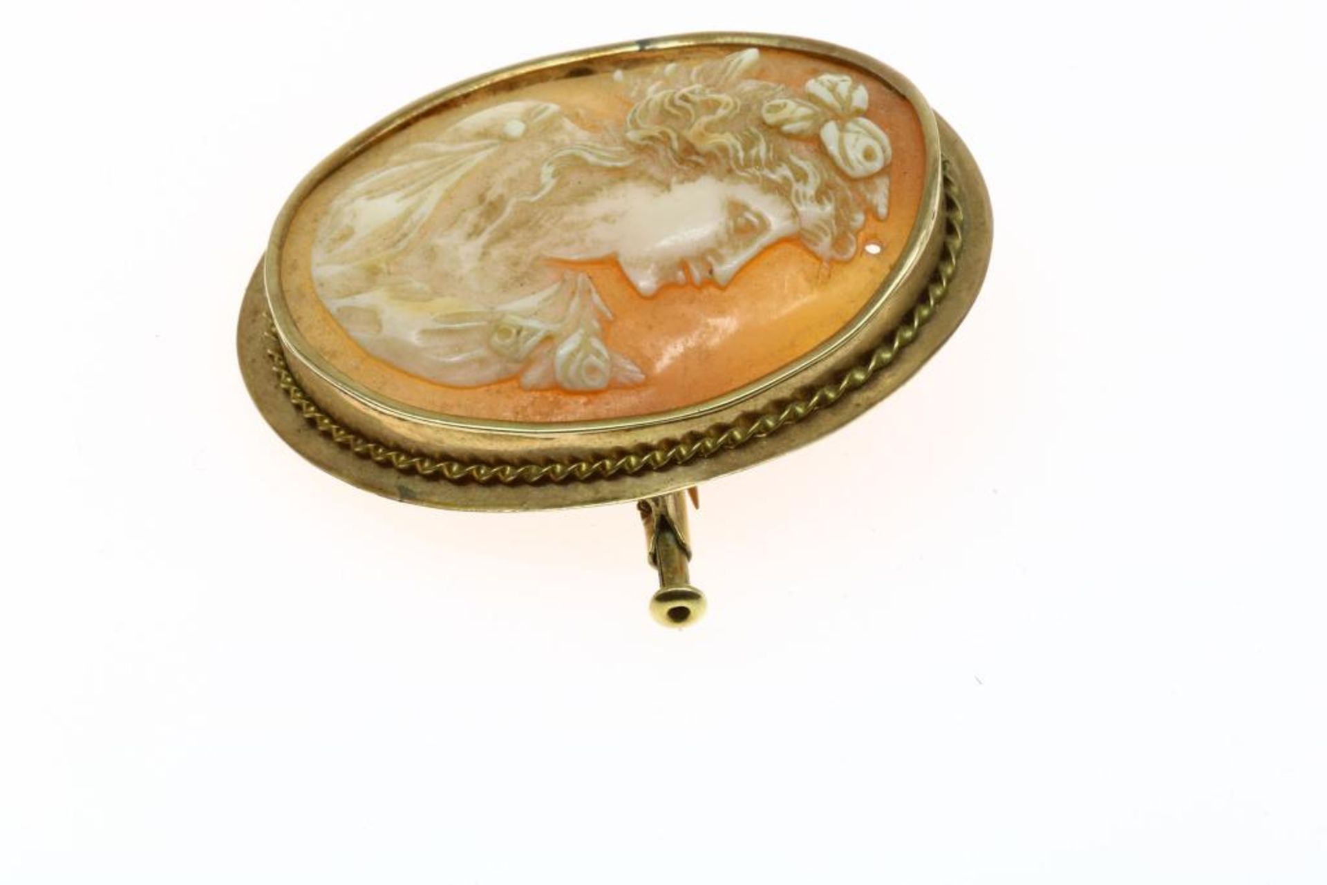 Schelpcamee in ovale gouden montuur - Image 3 of 3