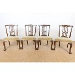 4 mahoniehouten Chippendalestijl stoelen