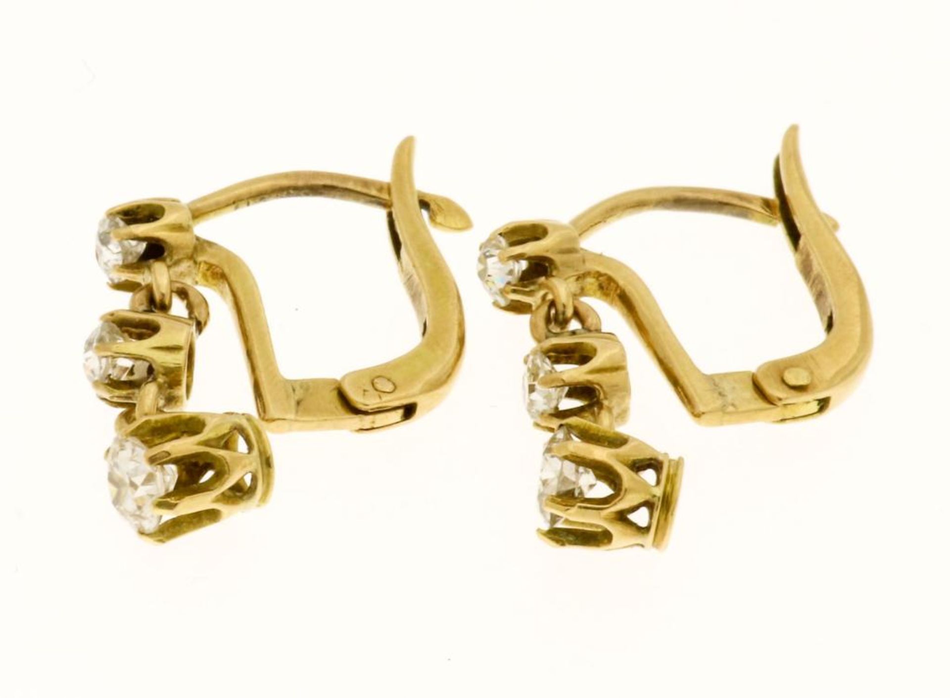 Gouden oorstekers met diamant - Image 2 of 3
