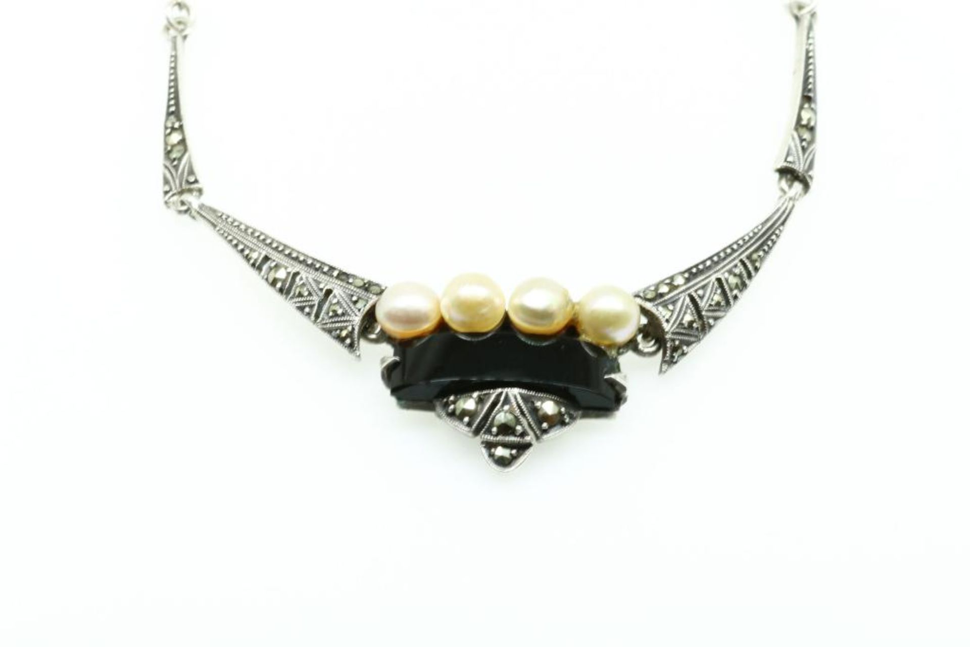 Art Deco collier zilver onyx en ring - Bild 3 aus 3