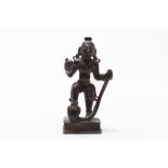 Bronzen sculptuur Krishna met slang