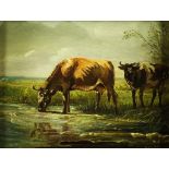 Schilderij: koeien aan de waterkant