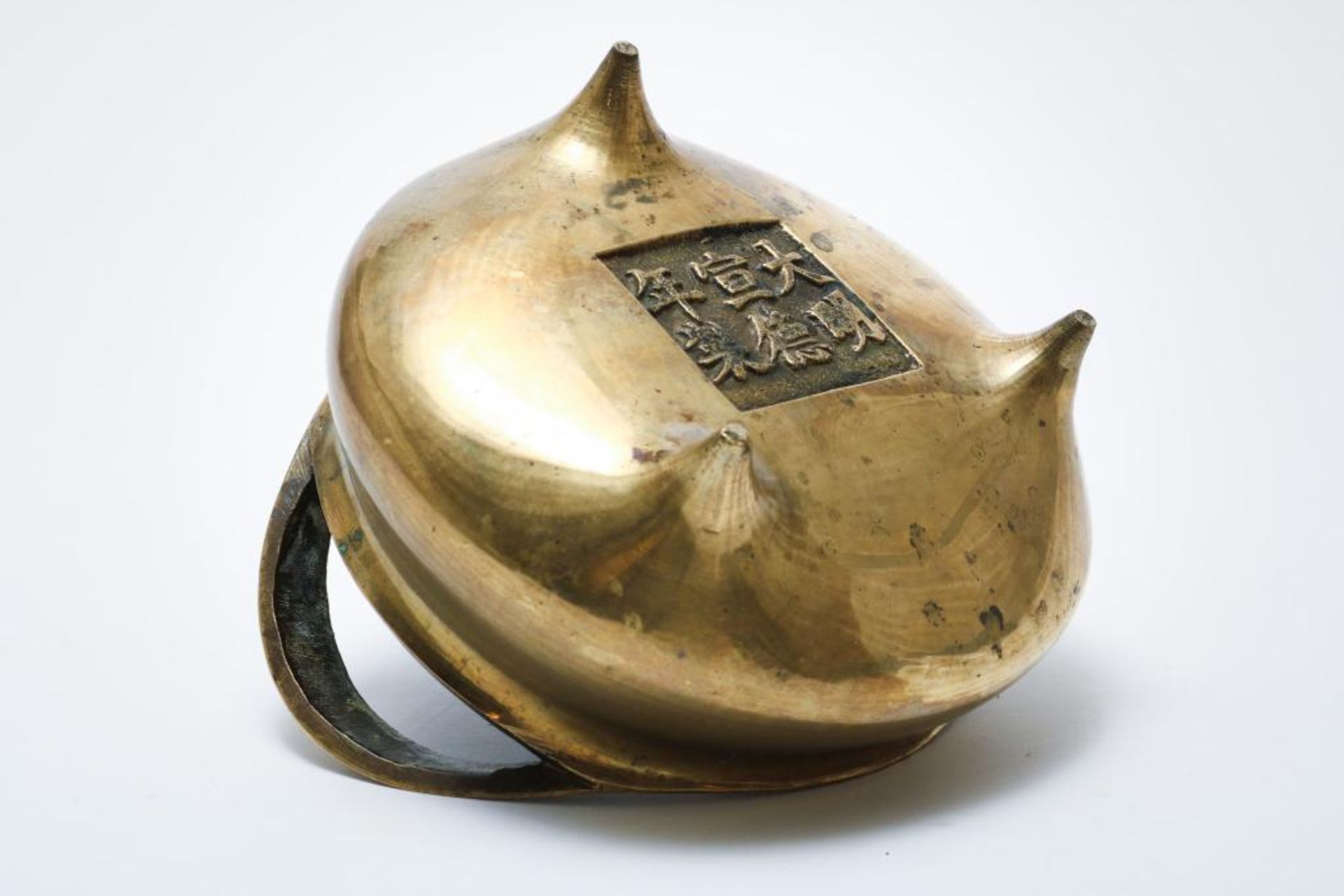 Bronzen wierookvat met 2 grepen, China - Image 3 of 3