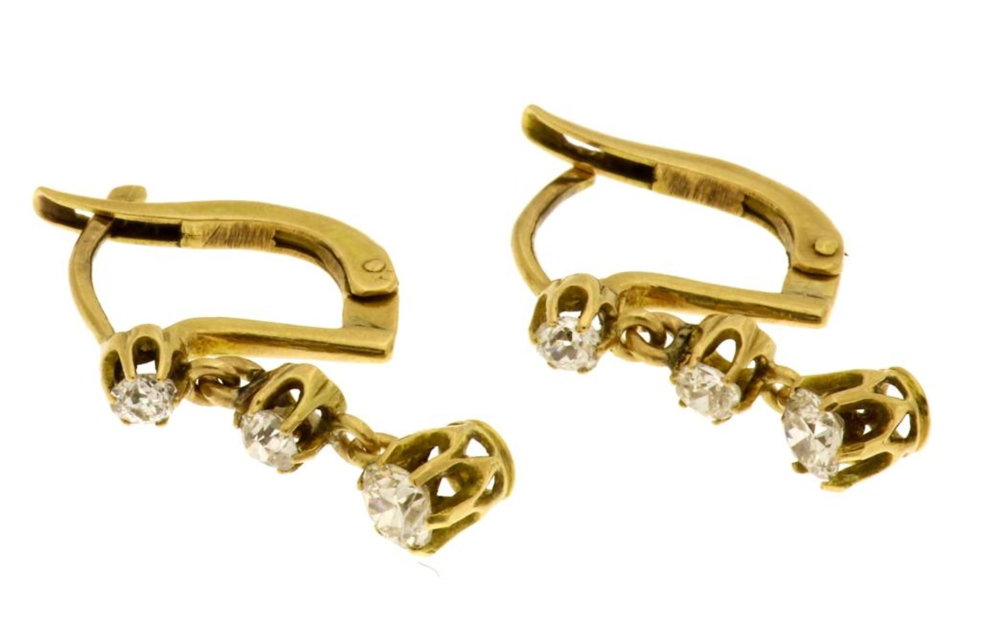 Gouden oorstekers met diamant - Image 3 of 3