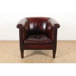 Rood/bruin schapenleren clubfauteuil