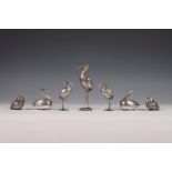 Drie paar strooiers in vorm van vogelfiguren en enkele strooier, 20e eeuw,