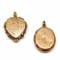 14 kt. Twee gouden medaillons, 19e eeuw.