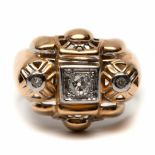 18 kt. Gouden Retro ring met diamant,