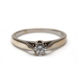 14 kt. Witgouden solitair ring,