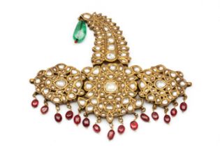 India, 19e / 20e eeuw, 22 kt. gouden tulbandornament, Sarpech,