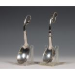 Georg Jensen, twee roomlepels, Art Deco en later,